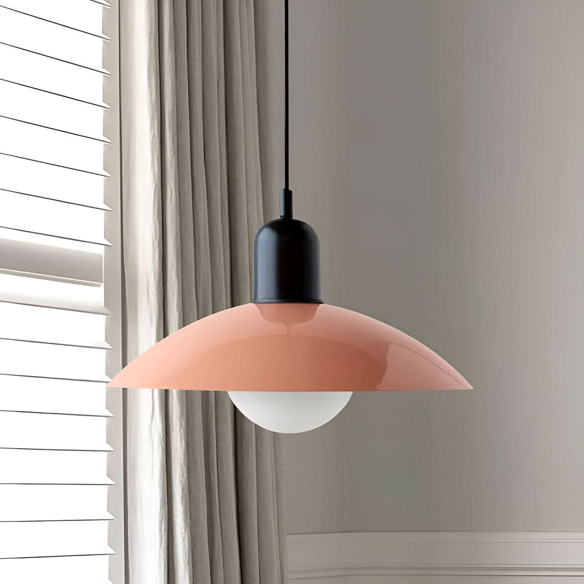 Modern Bauhaus Pendant Light with Iron Shade and Adjustable Cord