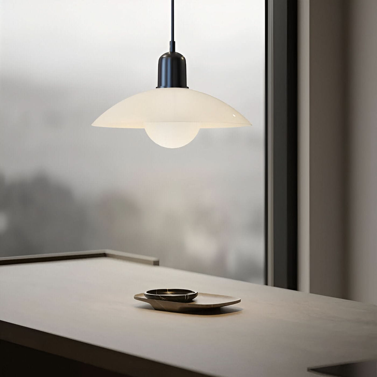 Modern Bauhaus Pendant Light with Iron Shade and Adjustable Cord