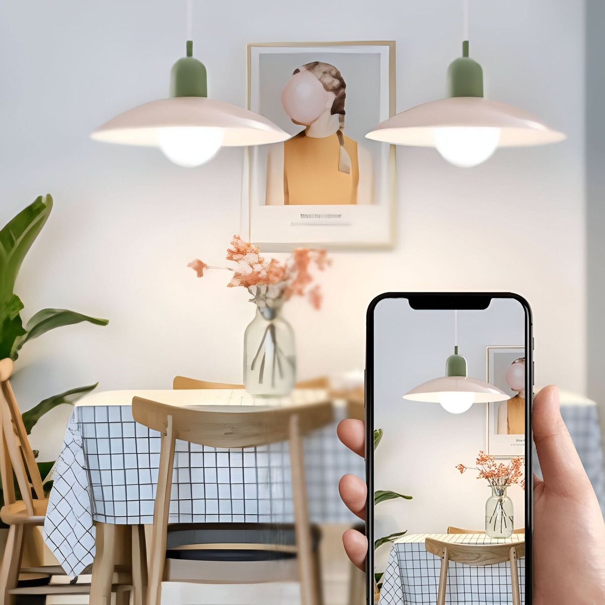 Modern Bauhaus Pendant Light with Iron Shade and Adjustable Cord