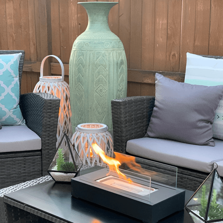 Modern Bioethanol Table Fireplace with Tempered Glass