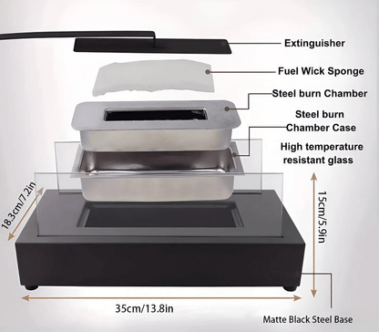 Modern Bioethanol Table Fireplace with Tempered Glass