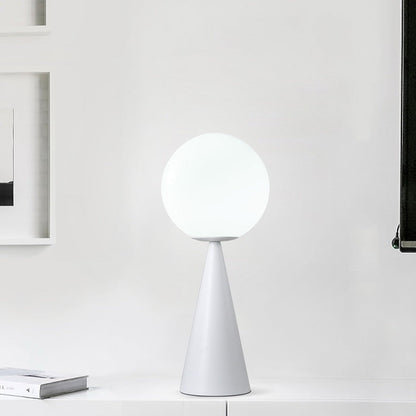 Modern Brass Table Lamp with Opal Glass Globe