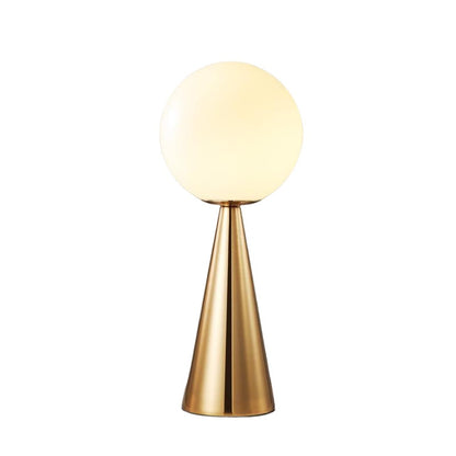 Modern Brass Table Lamp with Opal Glass Globe