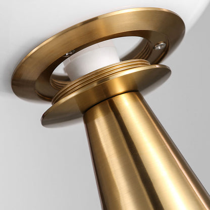 Modern Brass Table Lamp with Opal Glass Globe