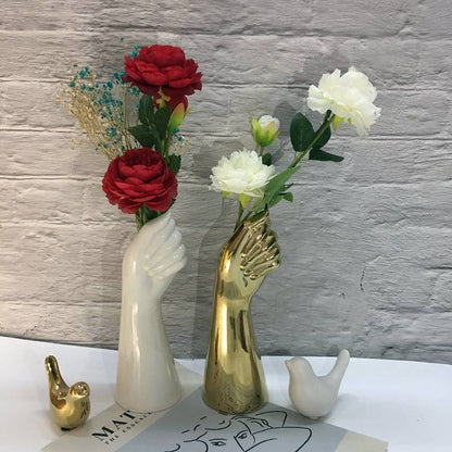 Modern Ceramic Vase with Artistic Hand-Inspired Design