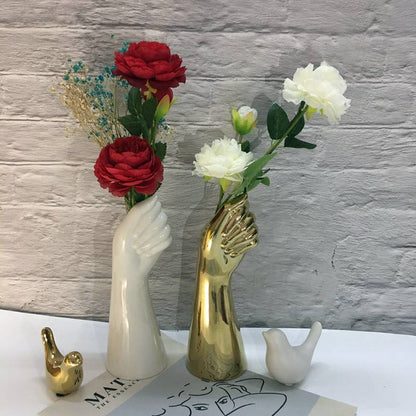 Modern Ceramic Vase with Artistic Hand-Inspired Design