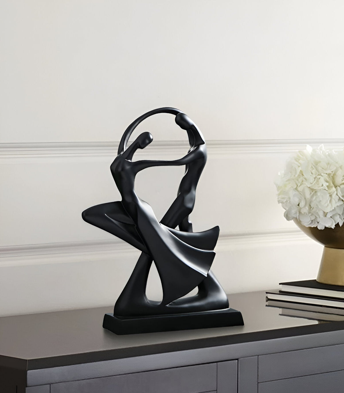 Modern Dancing Couple Sculpture in Decorative Resin