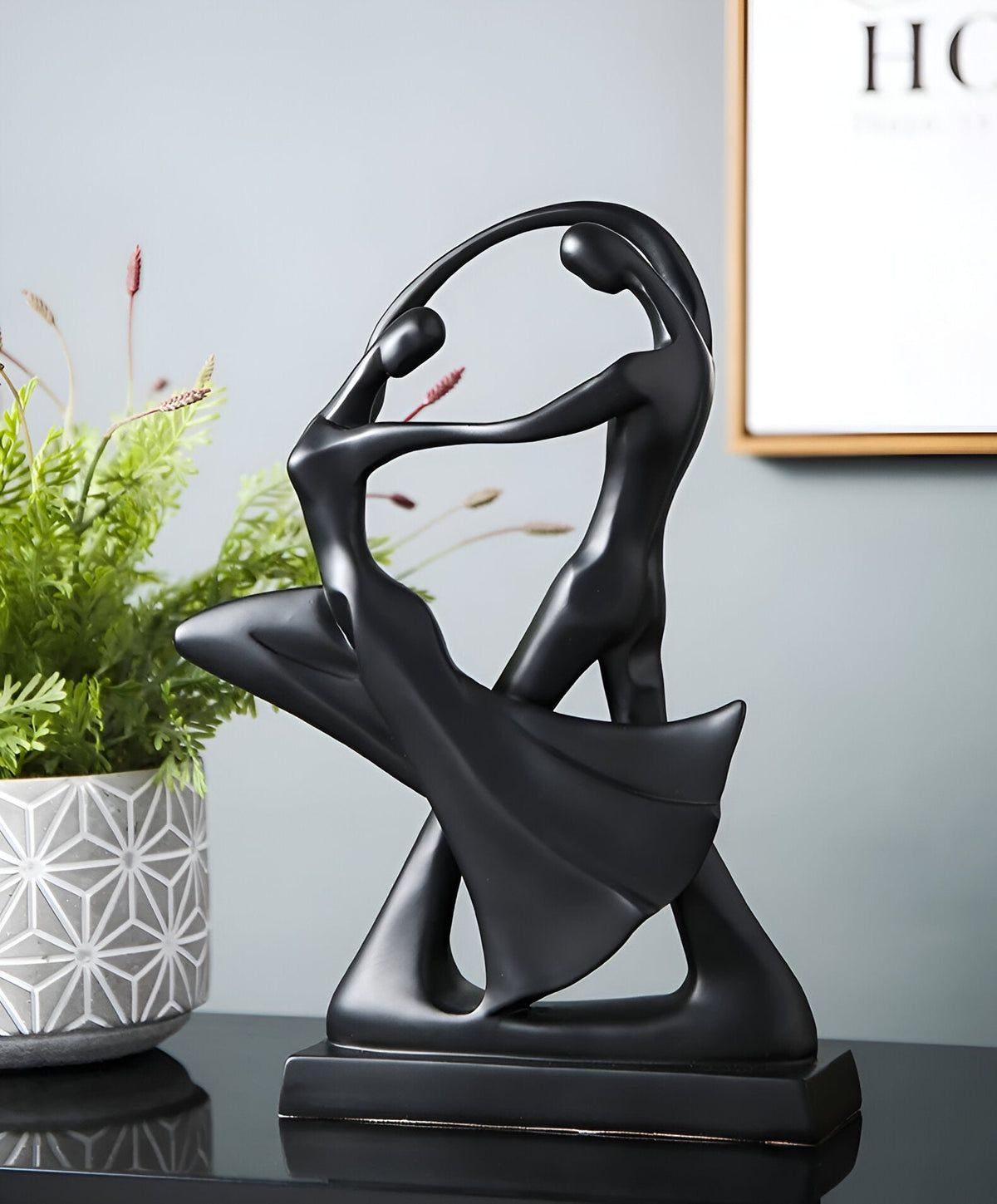 Modern Dancing Couple Sculpture in Decorative Resin