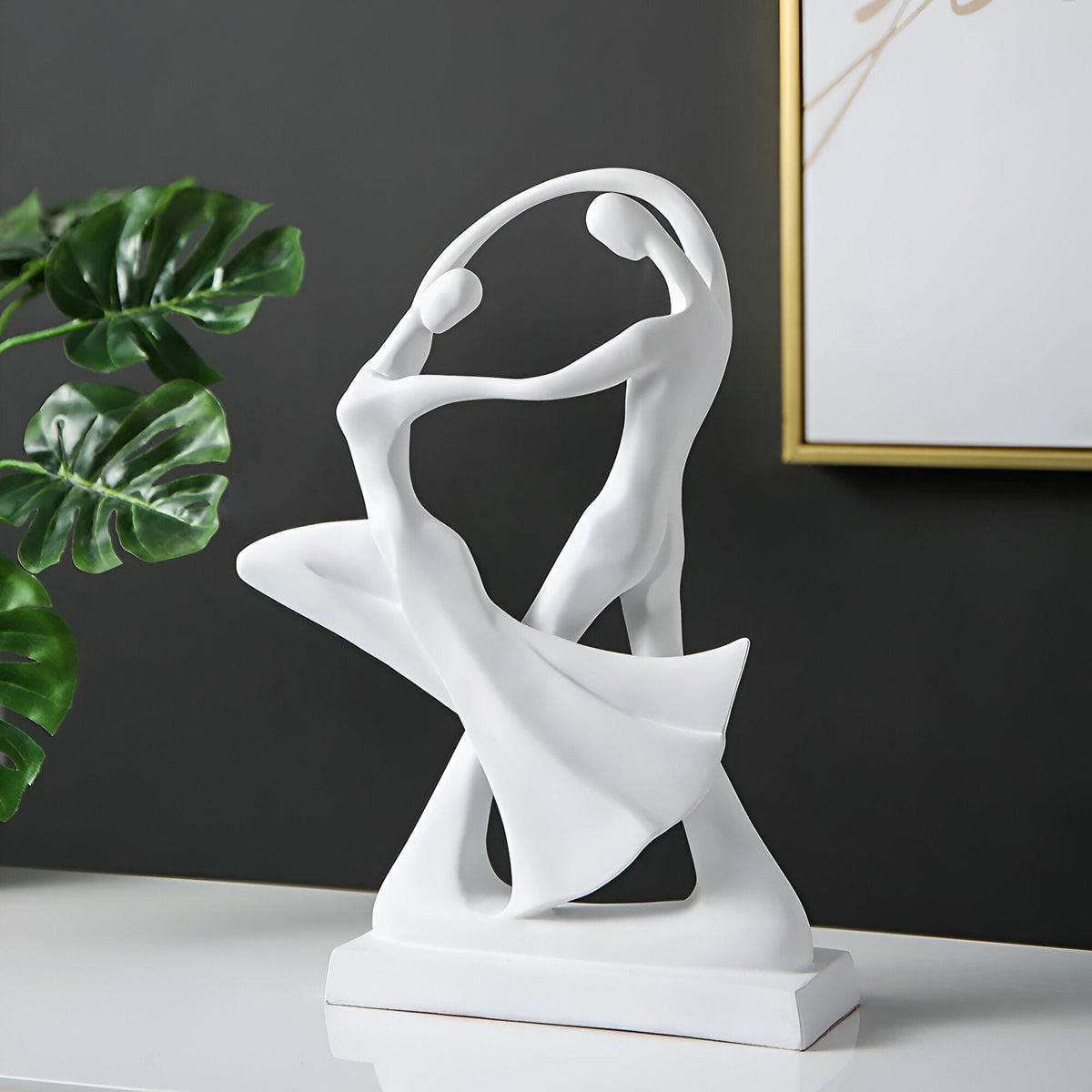 Modern Dancing Couple Sculpture in Decorative Resin