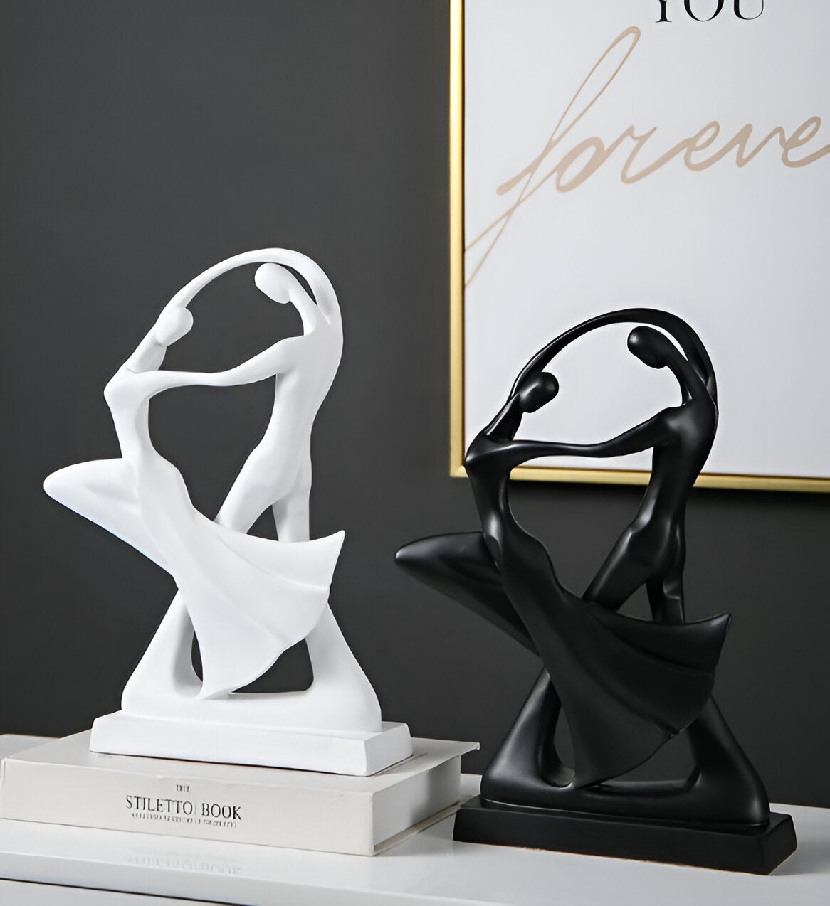 Modern Dancing Couple Sculpture in Decorative Resin