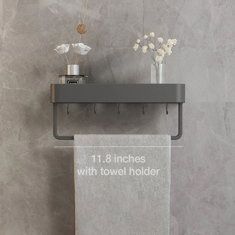 Modern Floating Bathroom Shelves with Adhesive Mounting and Towel Holder