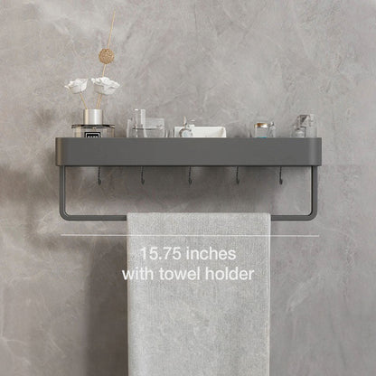 Modern Floating Bathroom Shelves with Adhesive Mounting and Towel Holder