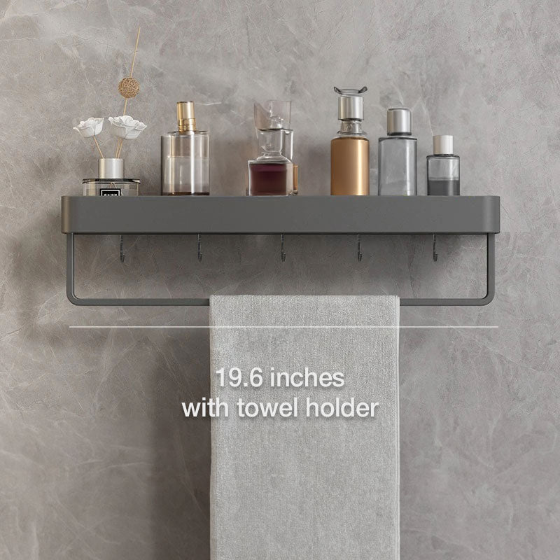 Modern Floating Bathroom Shelves with Adhesive Mounting and Towel Holder