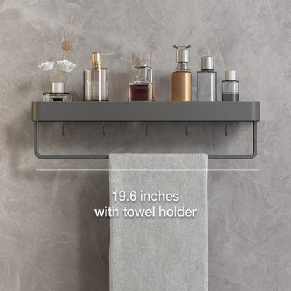Modern Floating Bathroom Shelves with Adhesive Mounting and Towel Holder