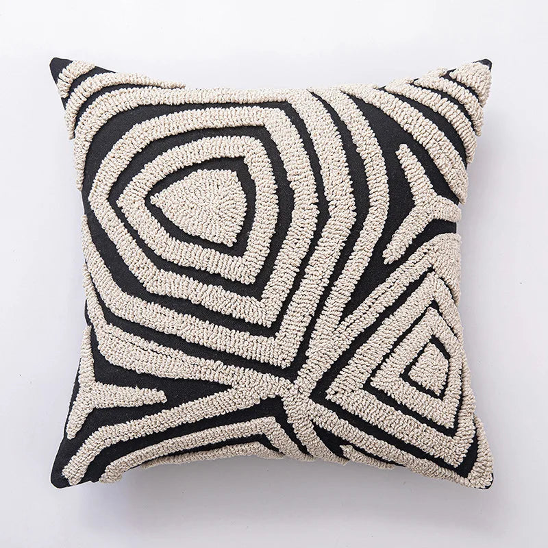 Modern Geometric Tufted Cushion Cover with Textured Design