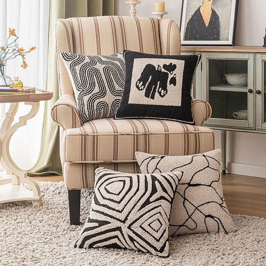 Modern Geometric Tufted Cushion Cover with Textured Design