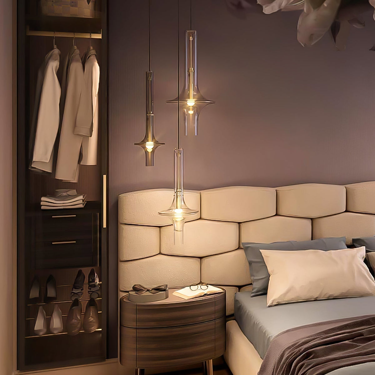 Modern Glass and Iron LED Pendant Lamp with Adjustable Colour Temperature