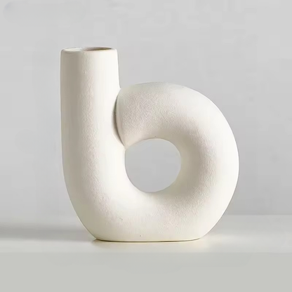 Modern Porcelain Vase with Matte Cream Finish and Sculptural Design