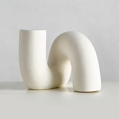 Modern Porcelain Vase with Matte Cream Finish and Sculptural Design