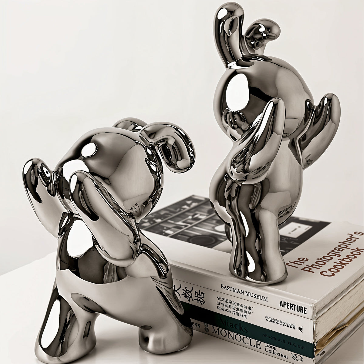Modern Rabbit Bookends with Stylish Finish