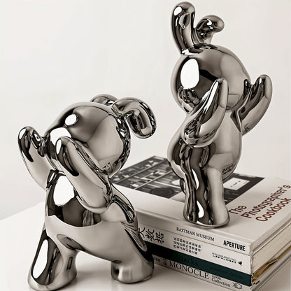 Modern Rabbit Bookends with Stylish Finish