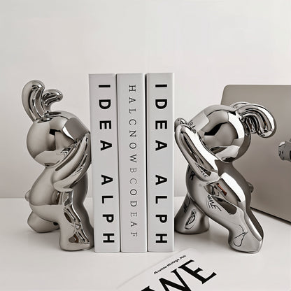 Modern Rabbit Bookends with Stylish Finish