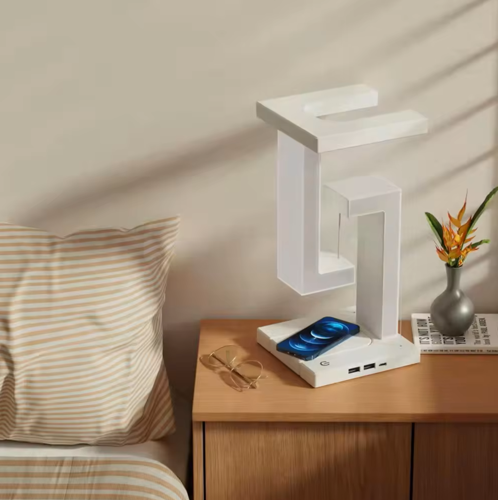 Modern Tensegrity Table Lamp with Wireless Charging