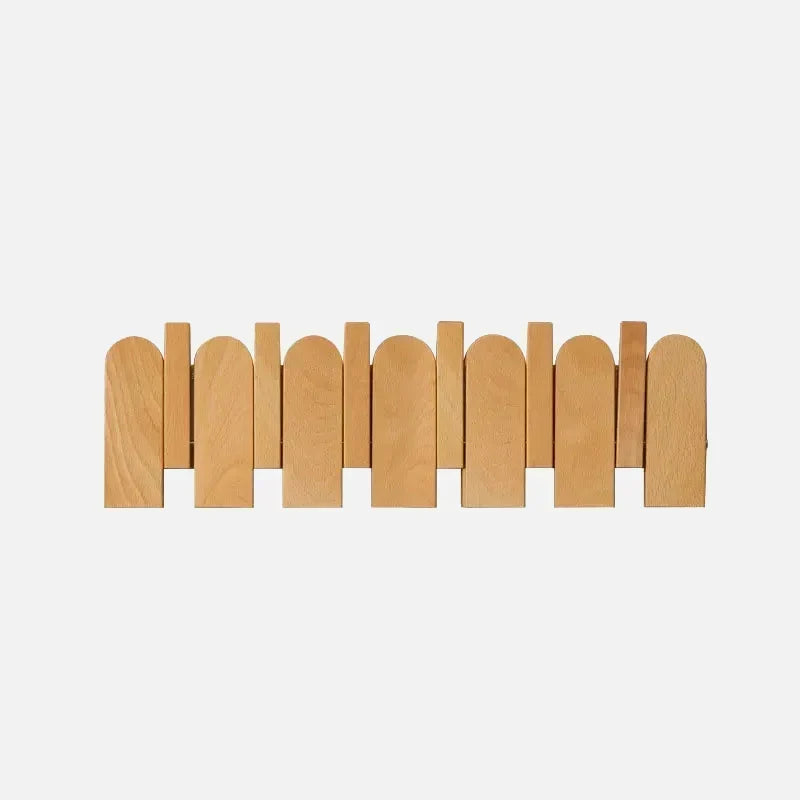 Modern Walnut Wood Wall Coat Rack with Foldable Hooks