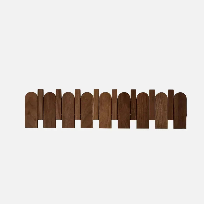 Modern Walnut Wood Wall Coat Rack with Foldable Hooks