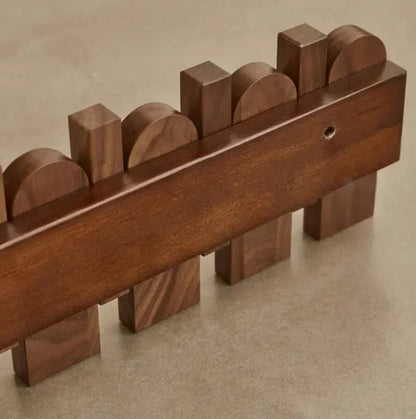 Modern Walnut Wood Wall Coat Rack with Foldable Hooks
