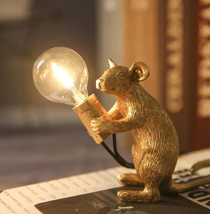 Mouse Table Lamp with Warm Glow and Playful Animal Design