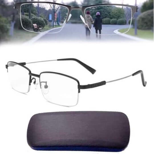 Multifocal Glasses with Automatic Vision Adjustment and Blue Light Filter
