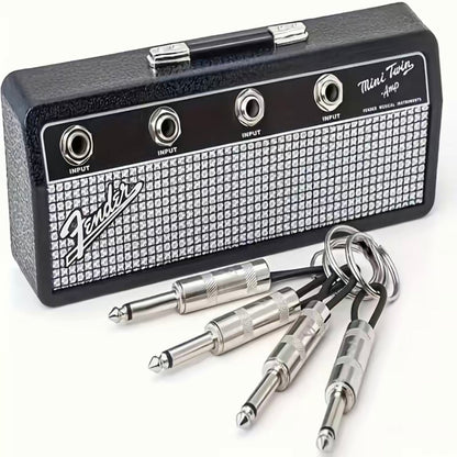 Musical Guitar Amp Style Key Holder with 4 Plug Keychains