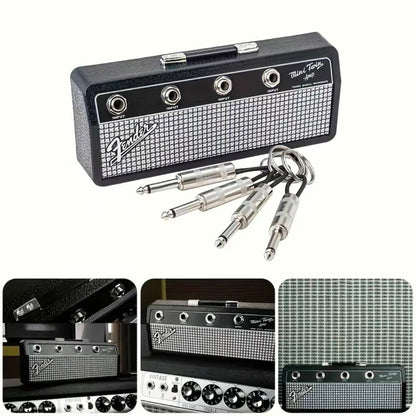 Musical Guitar Amp Style Key Holder with 4 Plug Keychains