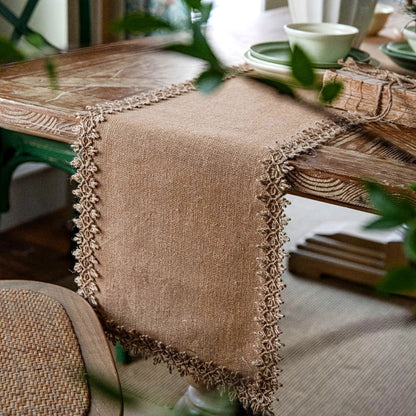 Natural Jute Table Runner with Coarse Weave and Beige Finish