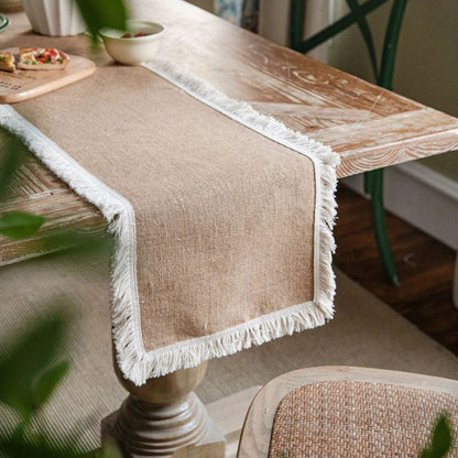 Natural Jute Table Runner with Coarse Weave and Beige Finish