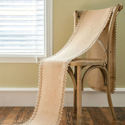 Natural Jute Table Runner with Coarse Weave and Beige Finish