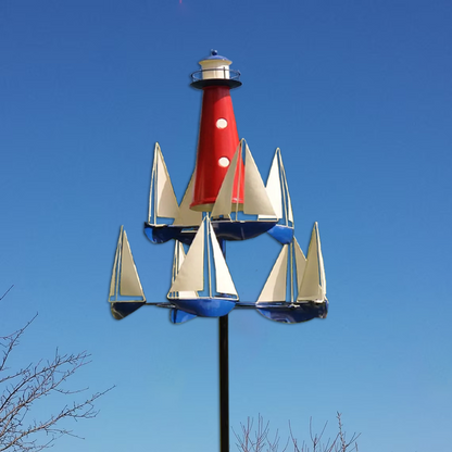 Nautical Kinetic Wind Sculpture Metal Garden Yard Spinner