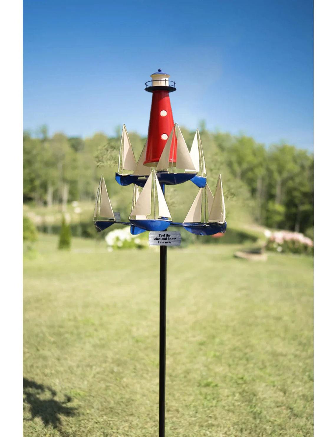Nautical Kinetic Wind Sculpture Metal Garden Yard Spinner