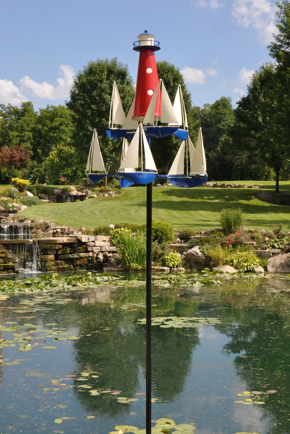 Nautical Kinetic Wind Sculpture Metal Garden Yard Spinner