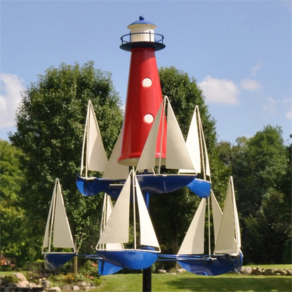Nautical Kinetic Wind Sculpture Metal Garden Yard Spinner