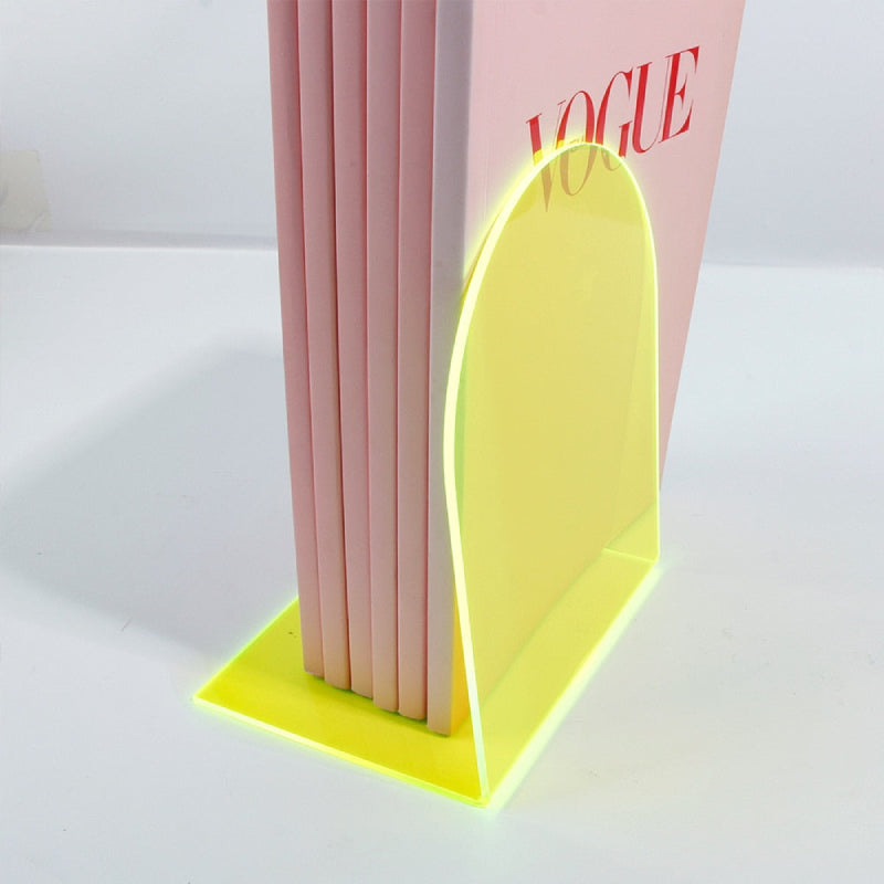 Neon Acrylic Bookends with Modern Colour Accents