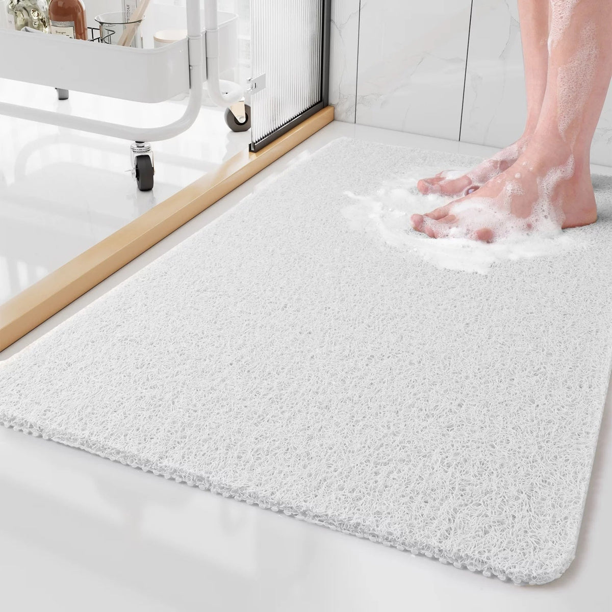 Non-Slip Shower Mat with Drainage Design and Comfortable Textured Surface
