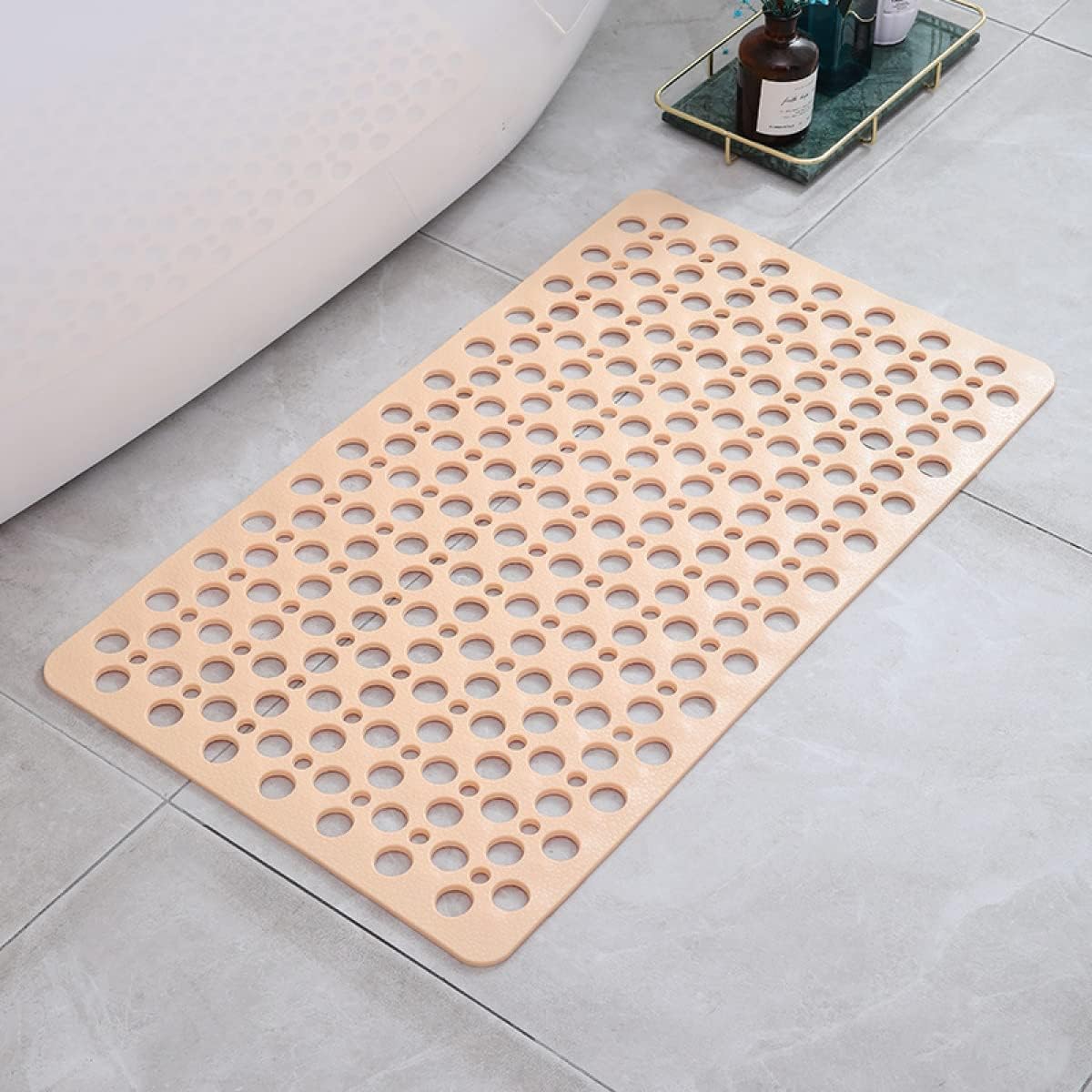 Non-Slip Shower Mat with Suction Cups and Quick-Draining Design