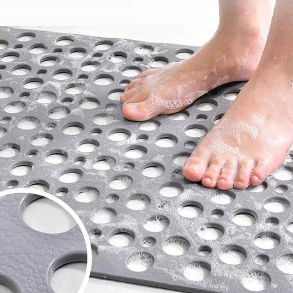 Non-Slip Shower Mat with Suction Cups and Quick-Draining Design