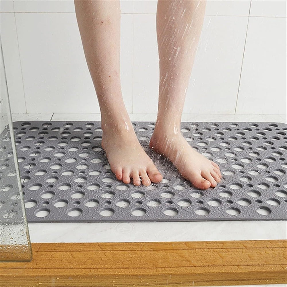 Non-Slip Shower Mat with Suction Cups and Quick-Draining Design