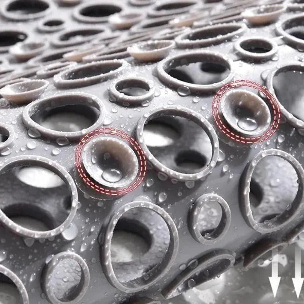 Non-Slip Shower Mat with Suction Cups and Quick-Draining Design