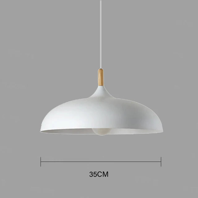 Nordic Style Oak Ceiling Light with E27 LED and Adjustable Hanging Cord