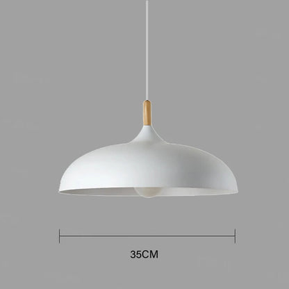 Nordic Style Oak Ceiling Light with E27 LED and Adjustable Hanging Cord