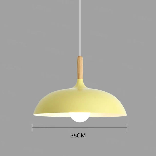 Nordic Style Oak Ceiling Light with E27 LED and Adjustable Hanging Cord